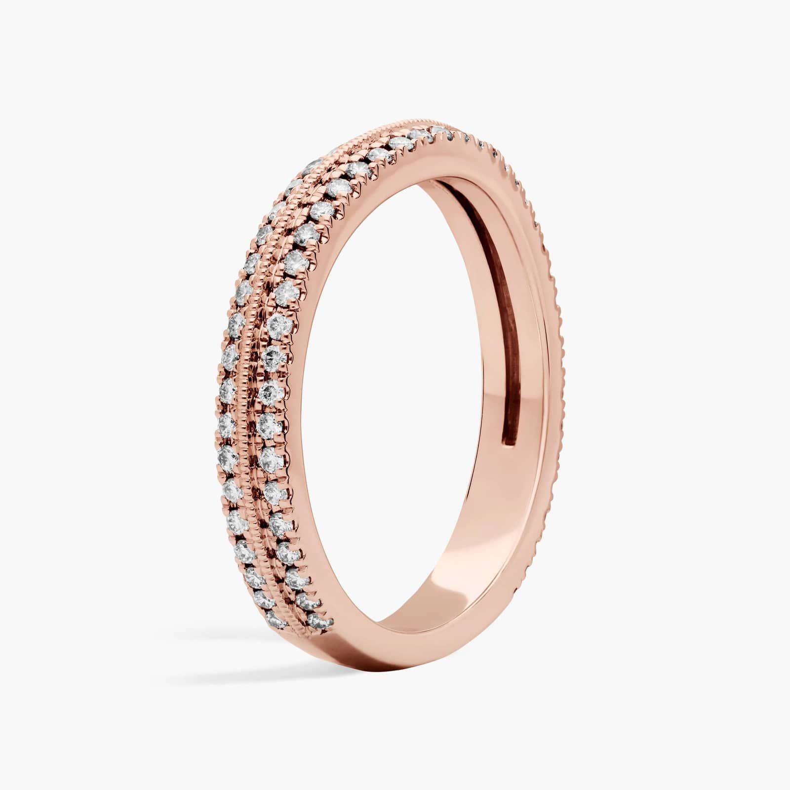Curved Pavé Diamond Ring in 14K Rose Gold (1/3 Ct. Tw.)