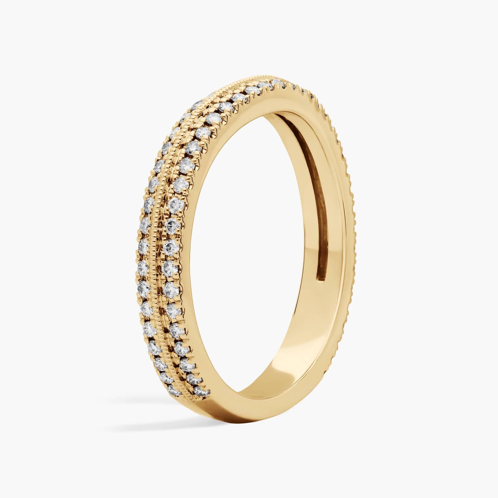 Curved Pavé Diamond Ring in 14K Yellow Gold (1/3 Ct. Tw.)