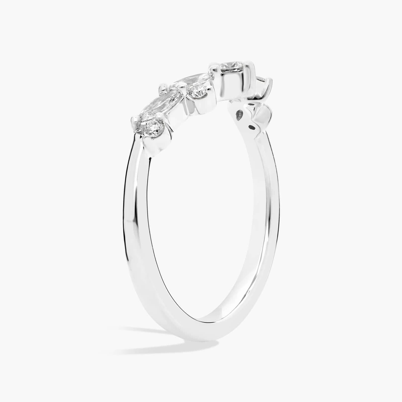 Curved Diamond Chevron Ring in 14K White Gold (1/3 Ct. Tw.)