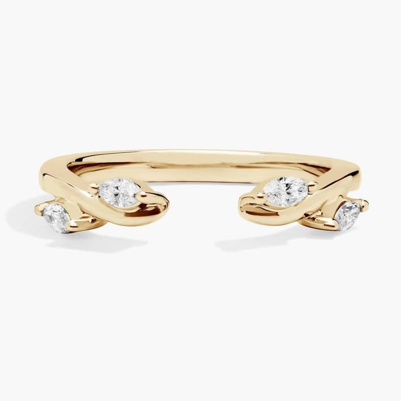 Open Marquise Diamond Ring in 14K Yellow Gold (1/7 Ct. Tw.)