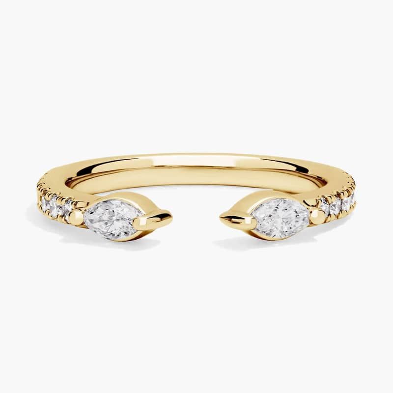 Open Round and Marquise Diamond Ring in 14K Yellow Gold (3/8 Ct. Tw.)