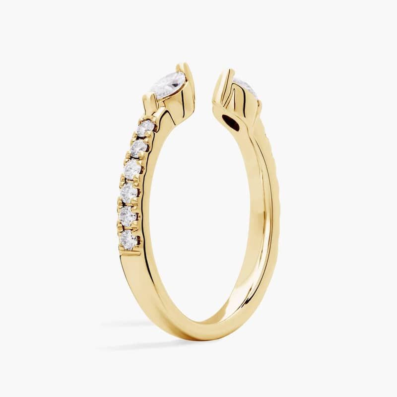 Open Round and Marquise Diamond Ring in 14K Yellow Gold (3/8 Ct. Tw.)