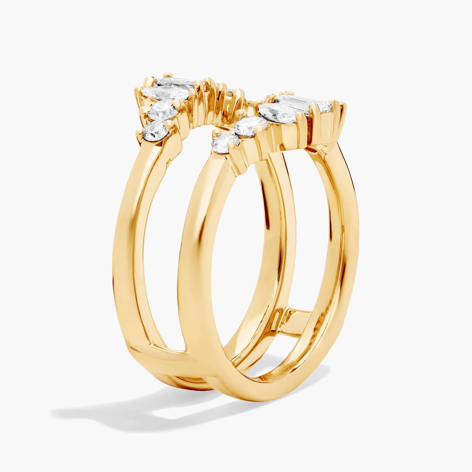 Round and Baguette Diamond Insert Ring in 18K Yellow Gold (5/8 Ct. Tw.)