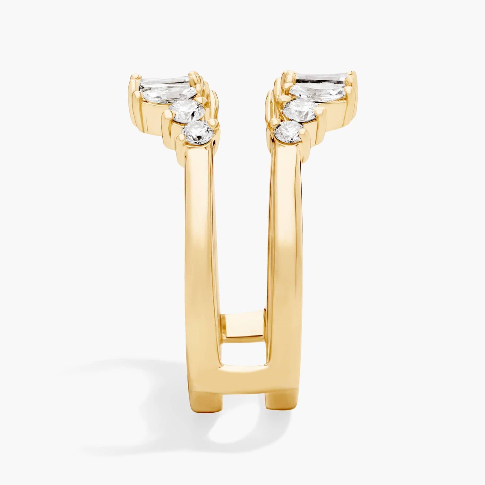 Round and Baguette Diamond Insert Ring in 18K Yellow Gold (5/8 Ct. Tw.)