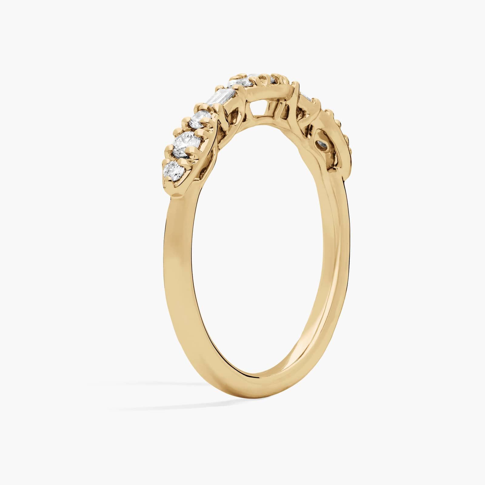 Round and Baguette Composite Diamond Ring in 14K Yellow Gold (1/4 Ct. Tw.)