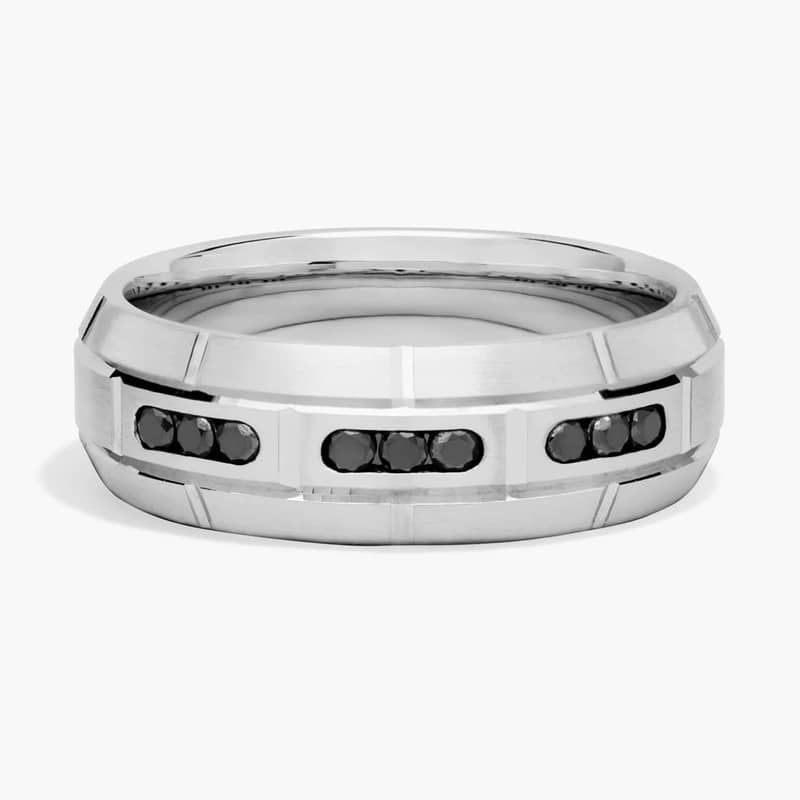 Black Diamond Wedding Ring in 14K White Gold (1/4 Ct. Tw.)