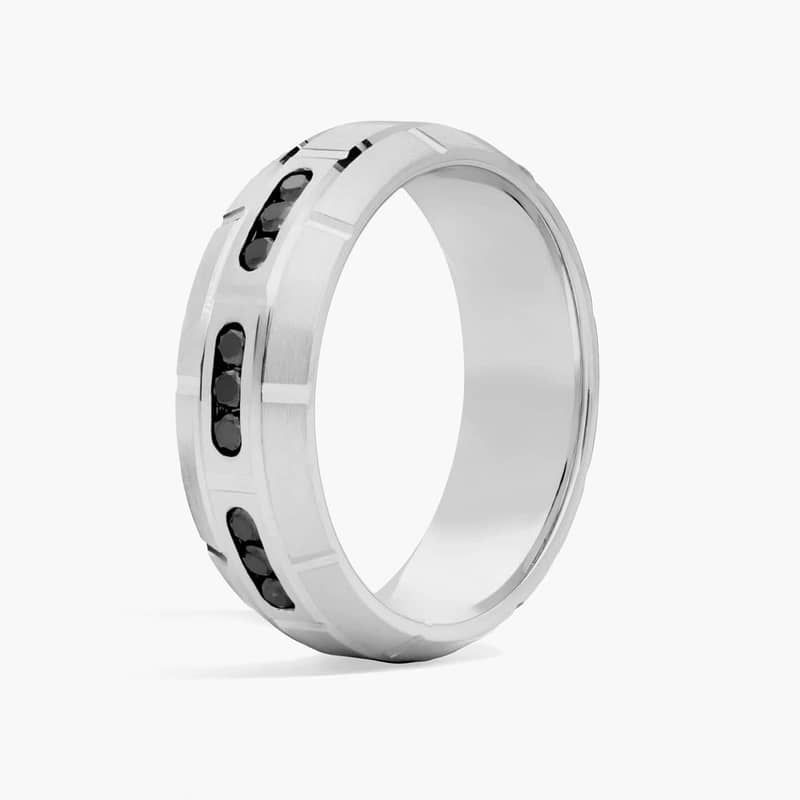 Black Diamond Wedding Ring in 14K White Gold (1/4 Ct. Tw.)