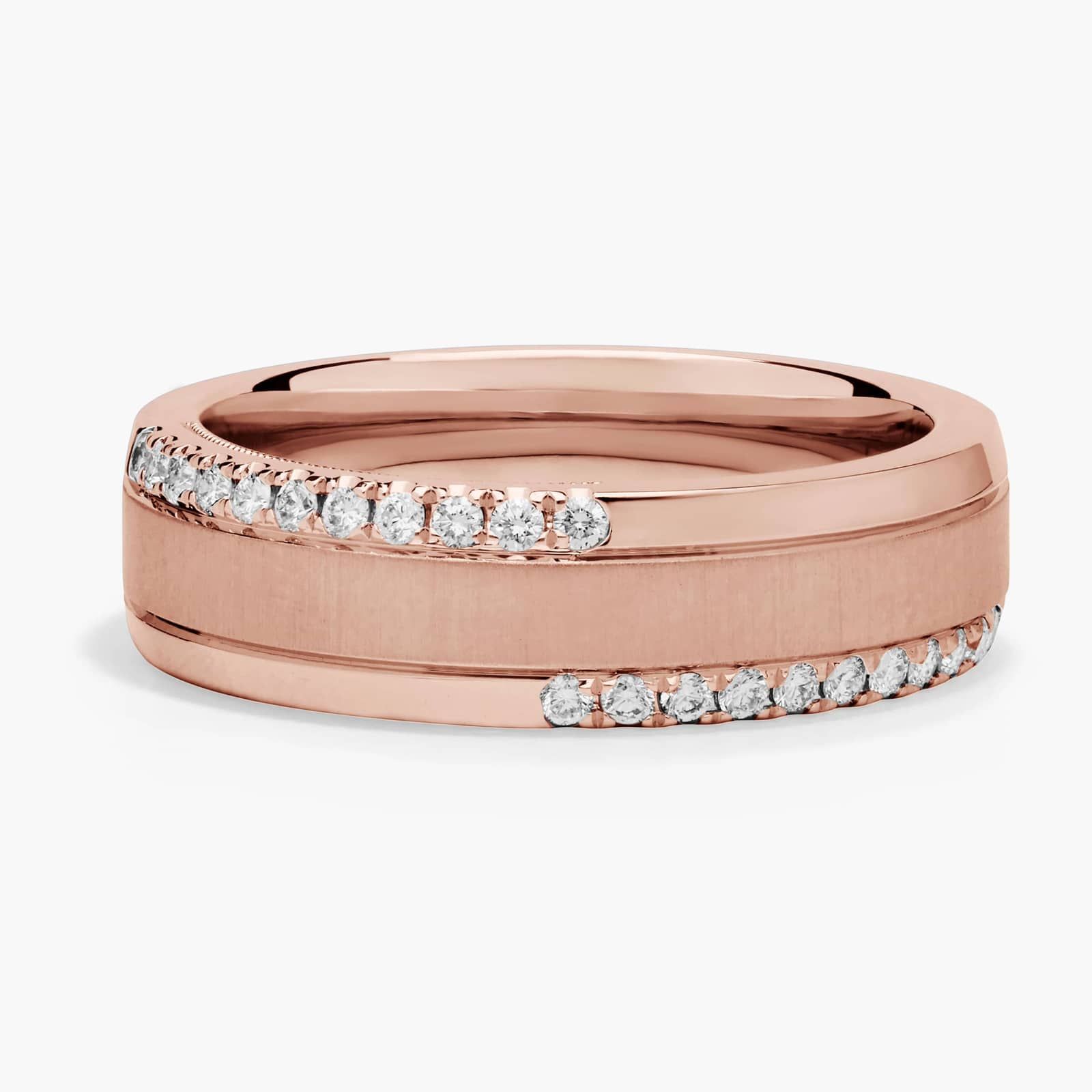 Offset Diamond Wedding Ring in 14K Rose Gold (1/4 Ct. Tw.)