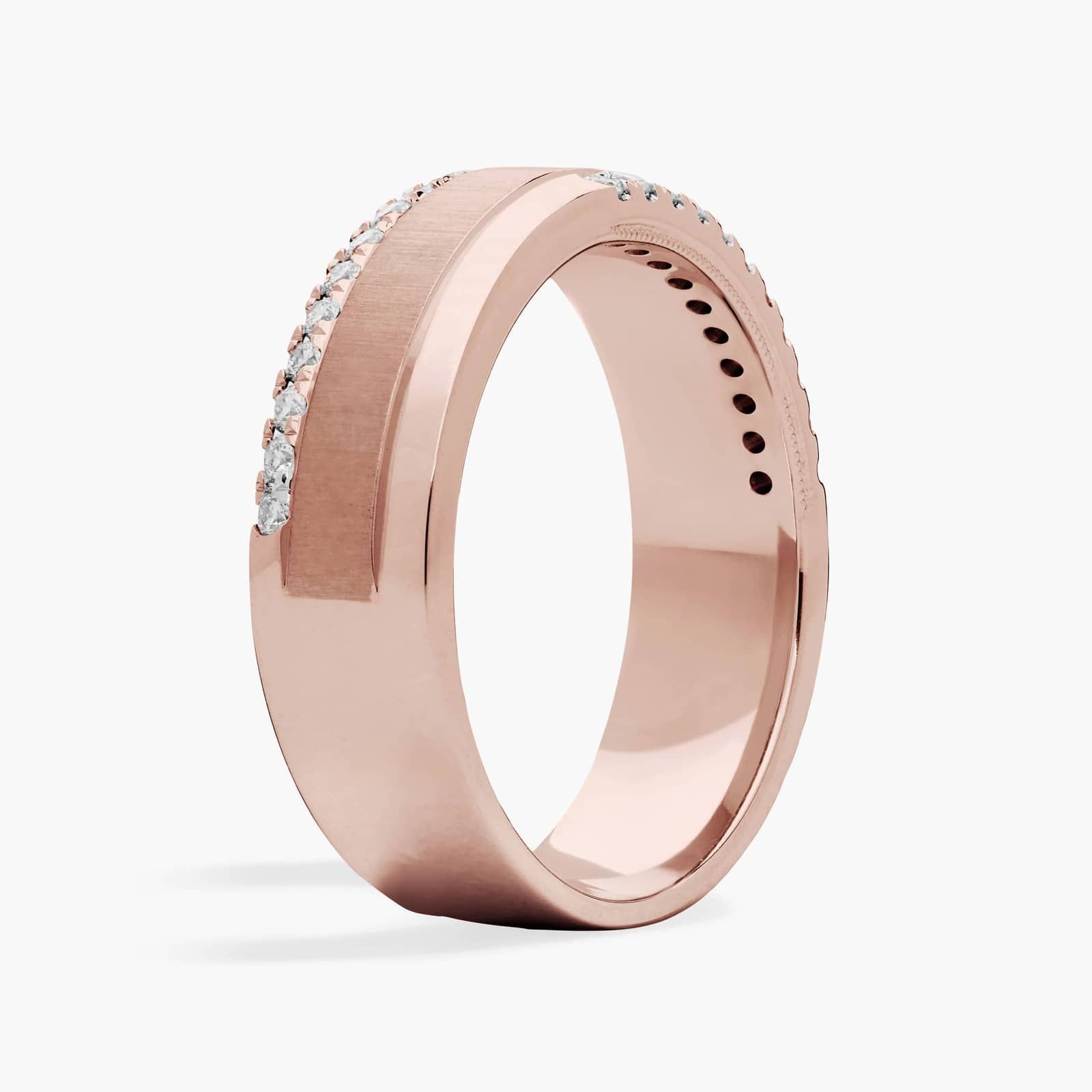 Offset Diamond Wedding Ring in 14K Rose Gold (1/4 Ct. Tw.)