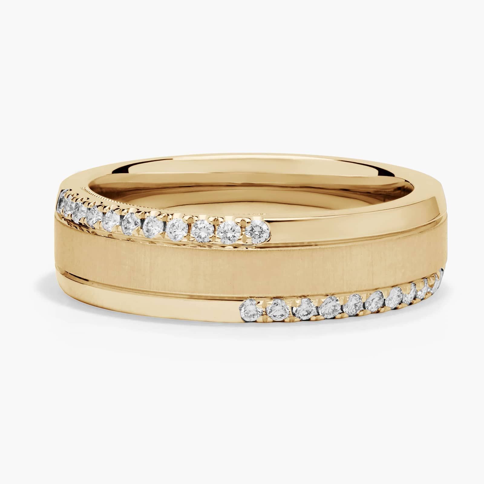 Offset Diamond Wedding Ring in 18K Yellow Gold (1/4 Ct. Tw.)