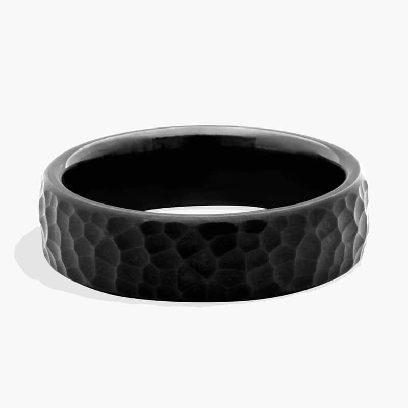 Textured Wedding Ring with Satin Finish in Black Titanium