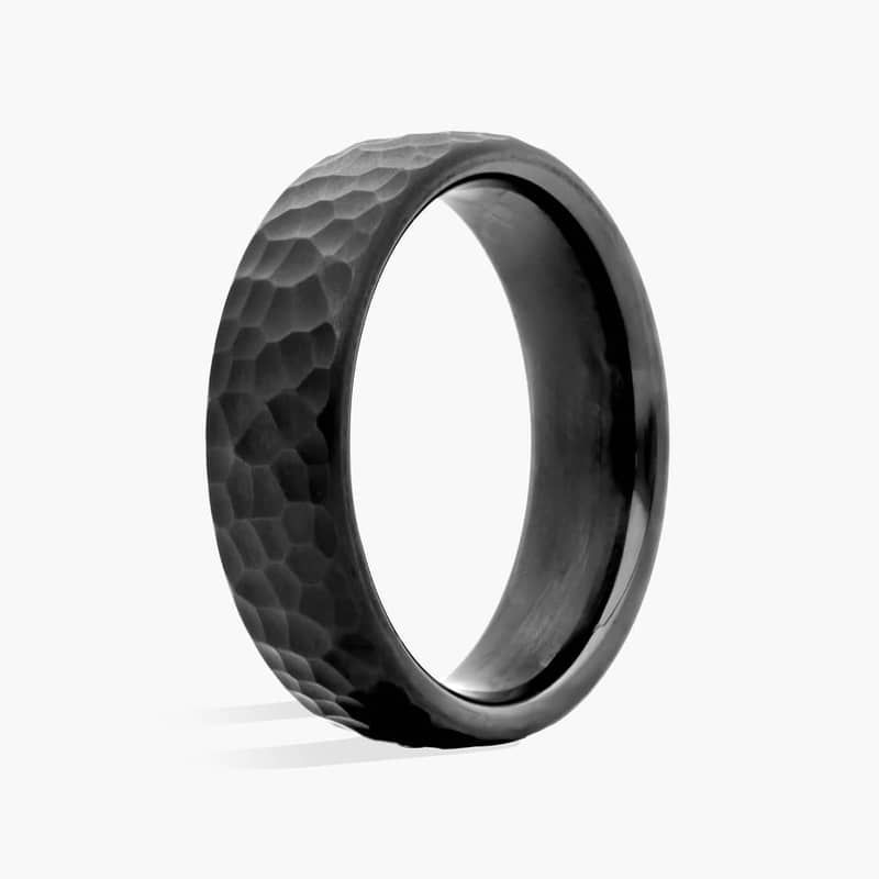 Textured Wedding Ring with Satin Finish in Black Titanium