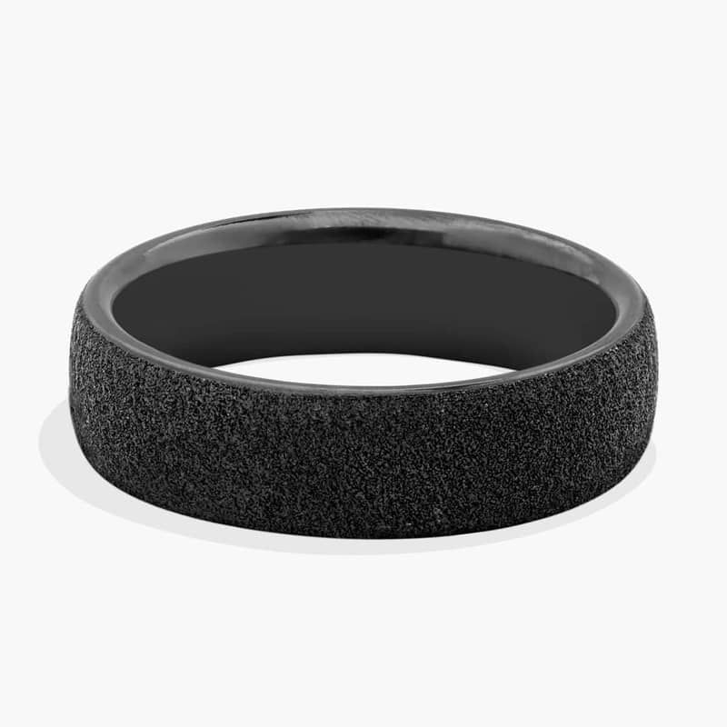 Concrete Textured Wedding Ring in Black Titanium