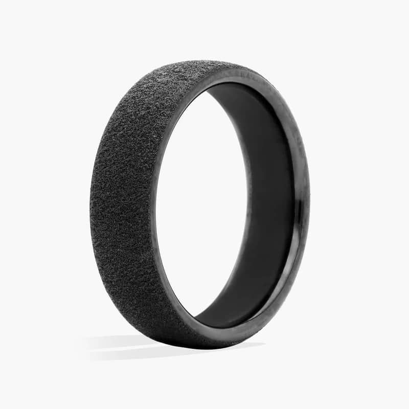 Concrete Textured Wedding Ring in Black Titanium