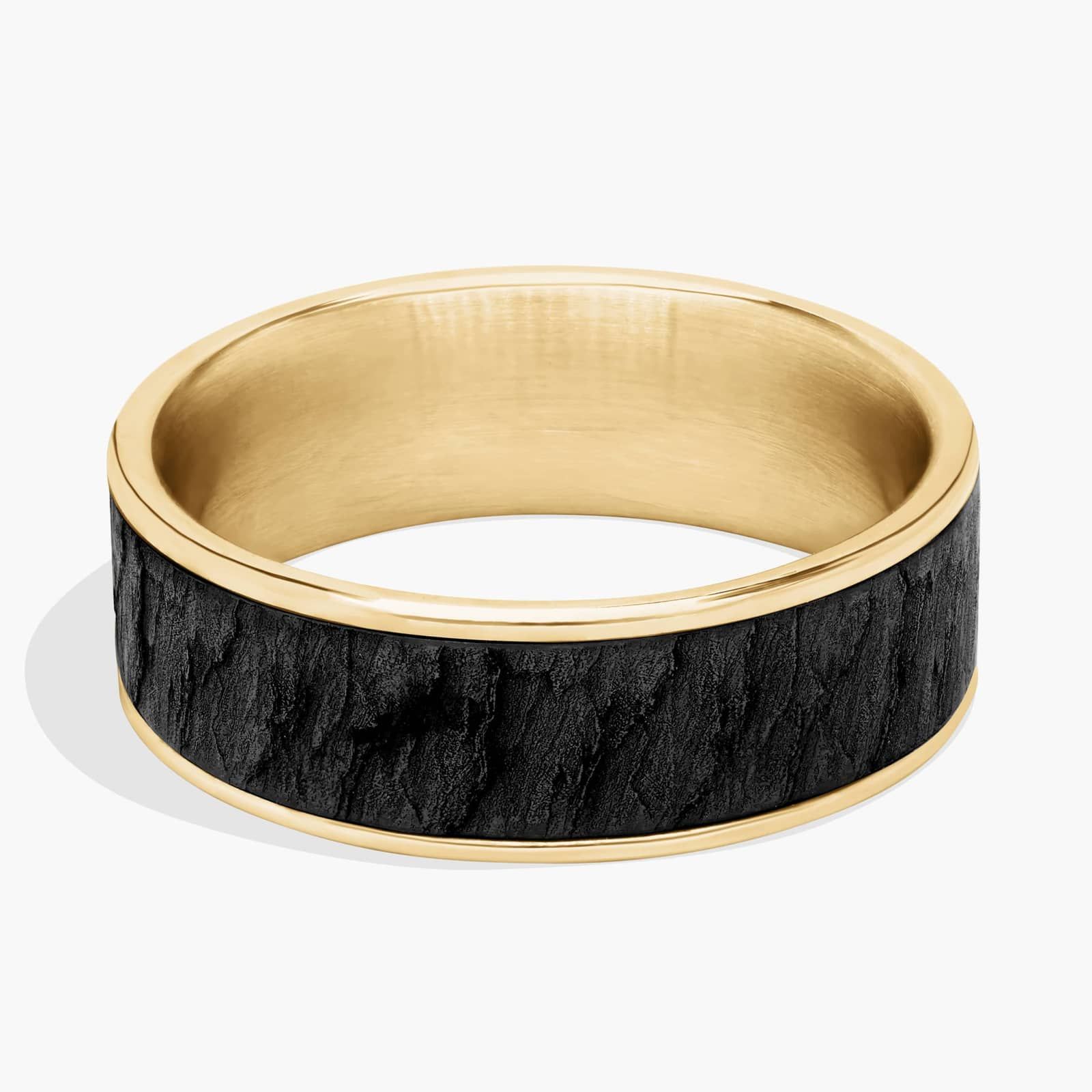 Lava Rock Pattern Wedding Ring in Tantalum and 14K Yellow Gold