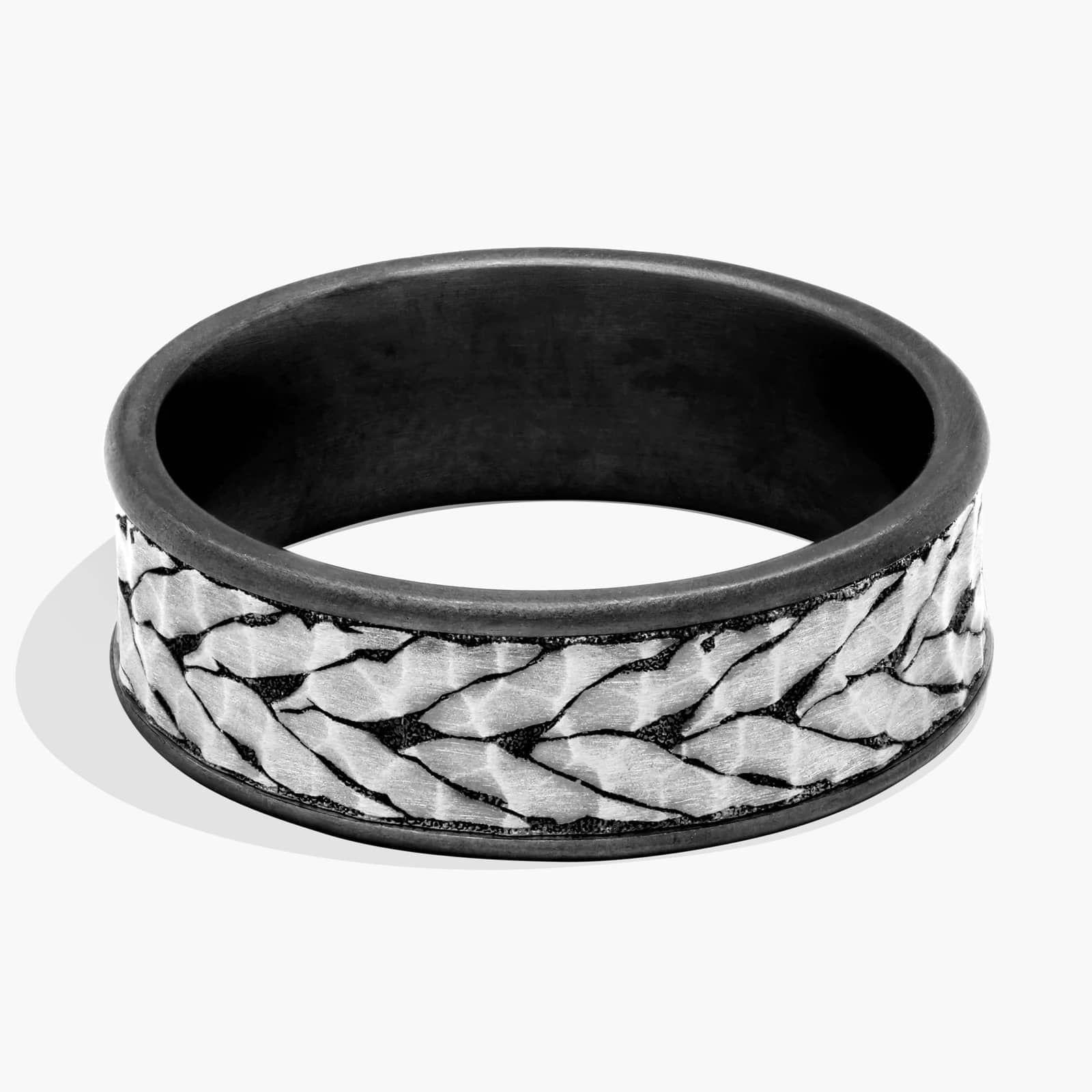 Hammered Chevron Pattern Wedding Ring in Tantalum