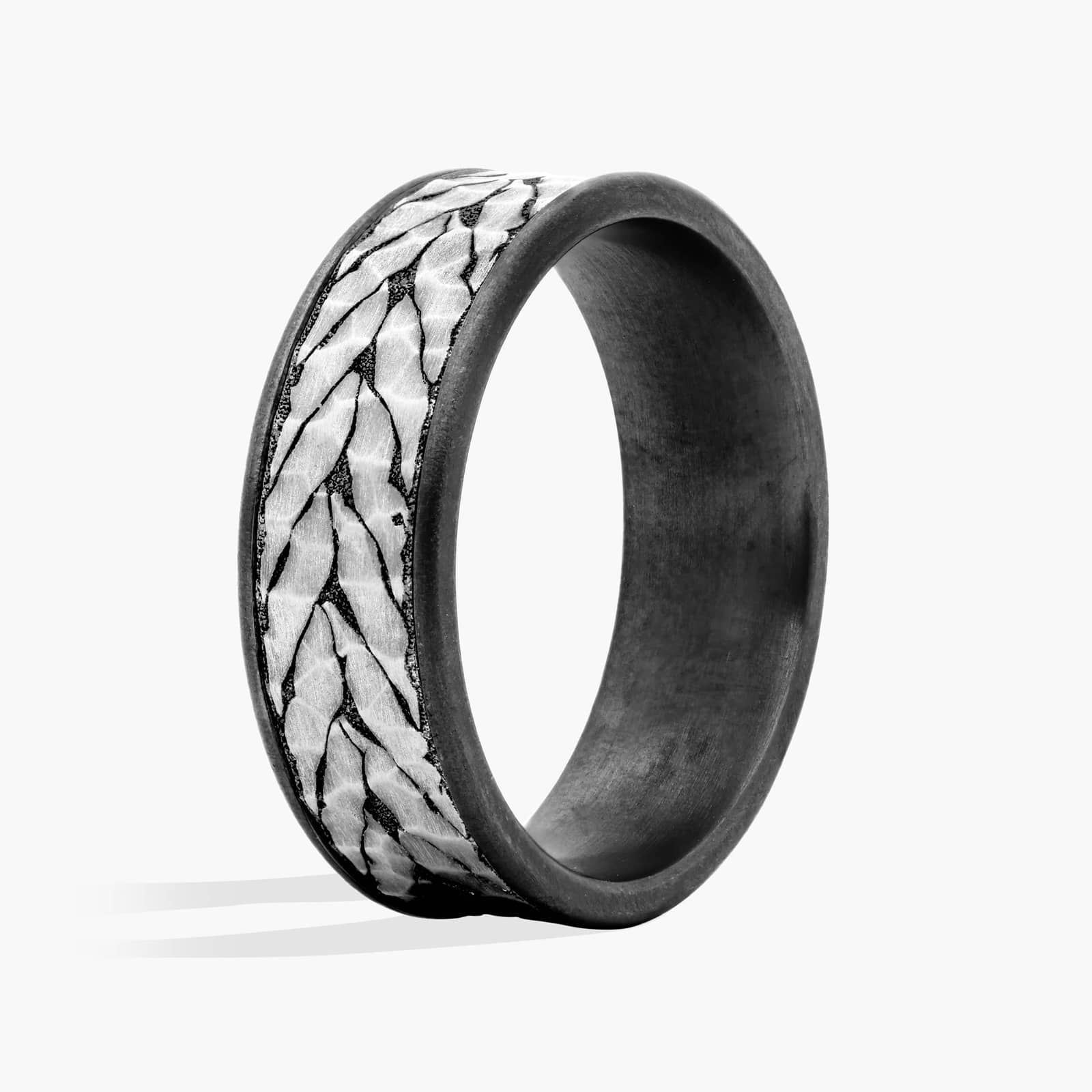 Hammered Chevron Pattern Wedding Ring in Tantalum