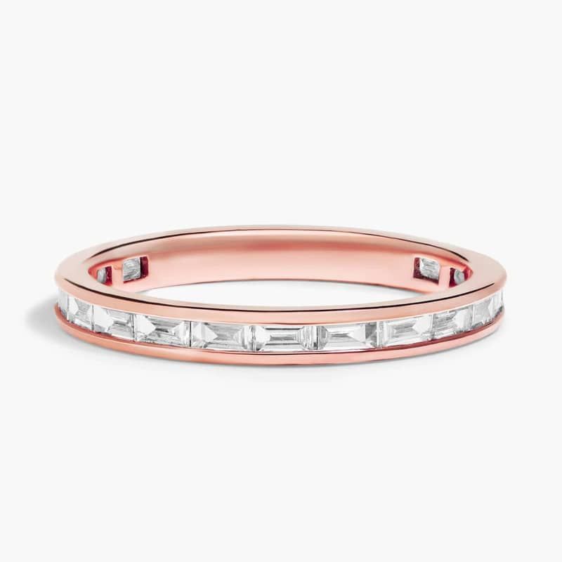 Channel Set Baguette Diamond Wedding Ring in 14K Rose Gold