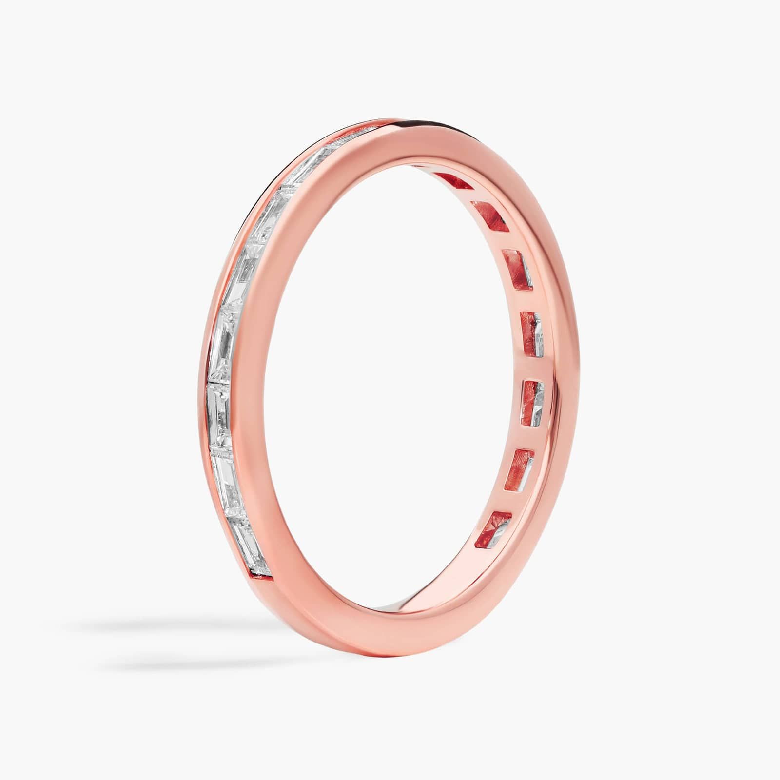 Channel Set Baguette Diamond Wedding Ring in 14K Rose Gold
