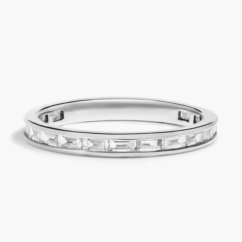 Channel Set Baguette Diamond Wedding Ring in 14K White Gold