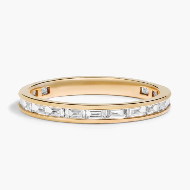Channel Set Baguette Diamond Wedding Ring in 14K Yellow Gold