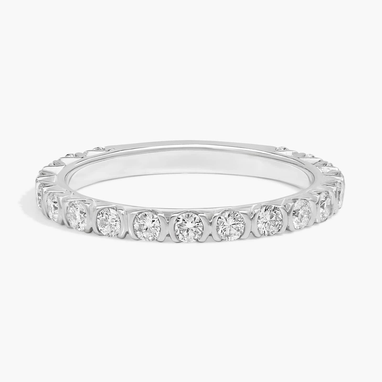 Bezel Wedding Ring with 0.5 CTW Round Cut Diamonds in Platinum