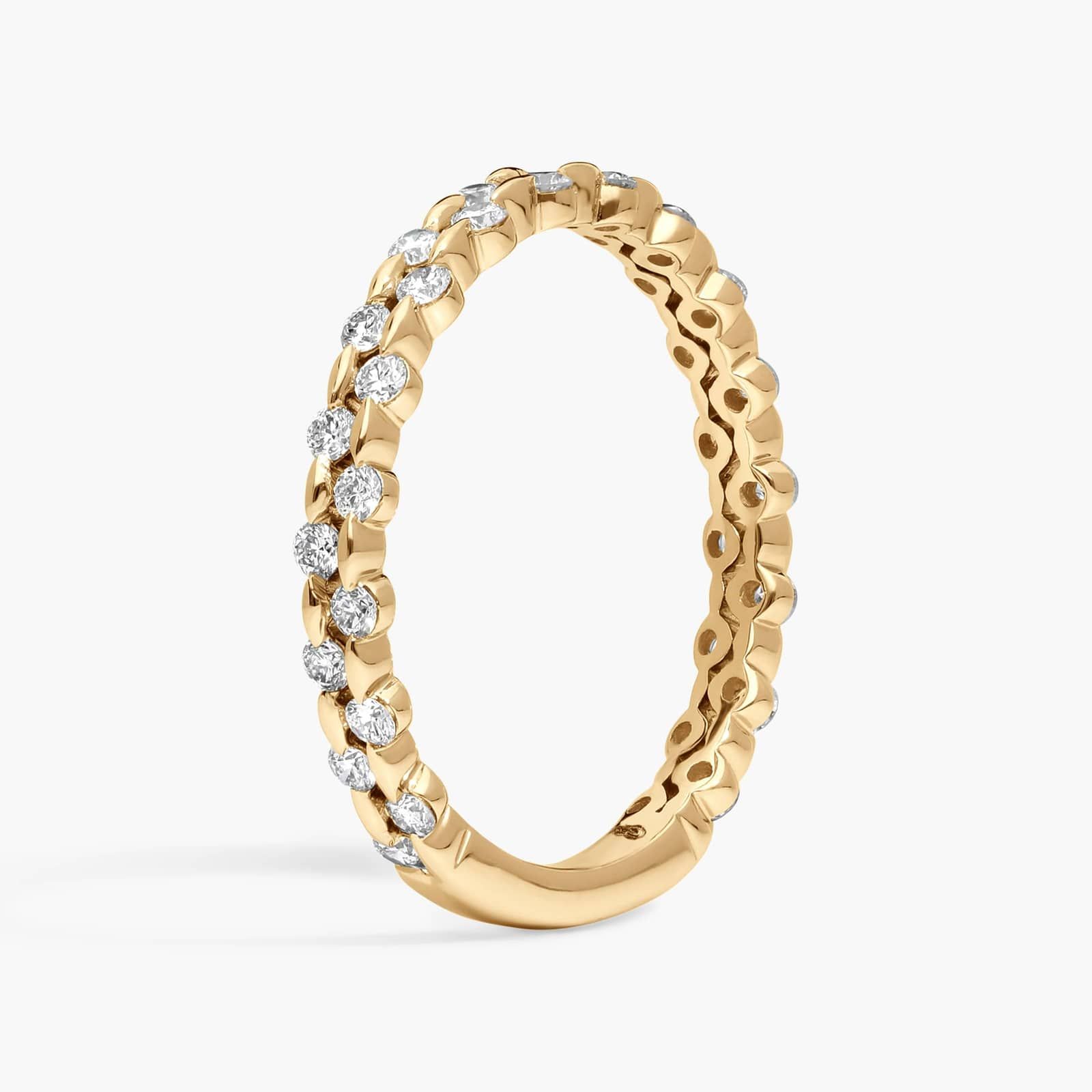 Woven Diamond Wedding Ring with 0.4 CTW Round Cut Diamonds in 14K Yellow Gold