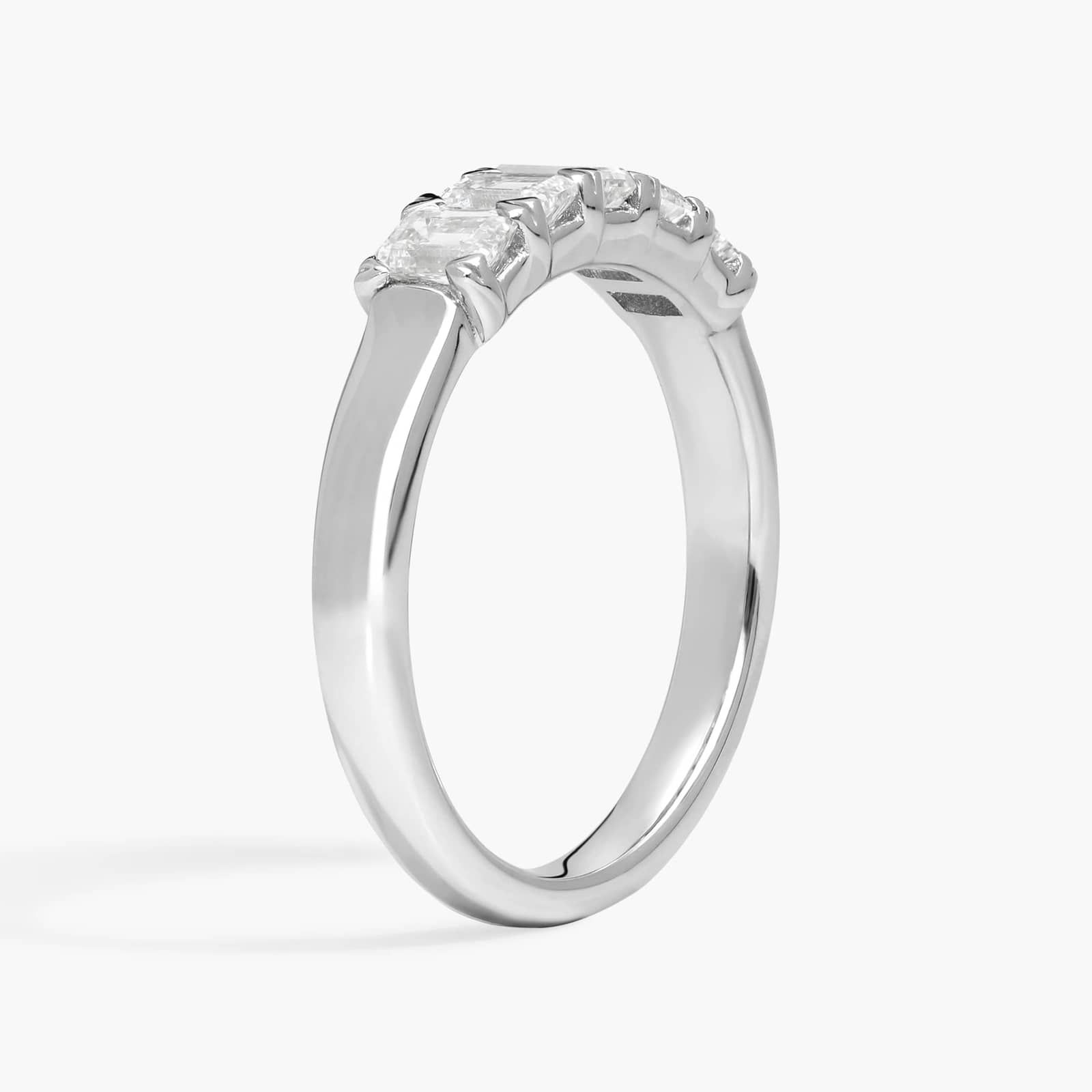 5 Stone Anniversary Ring with 1 CTW Emerald Cut Lab-Grown Diamonds in 14K White Gold