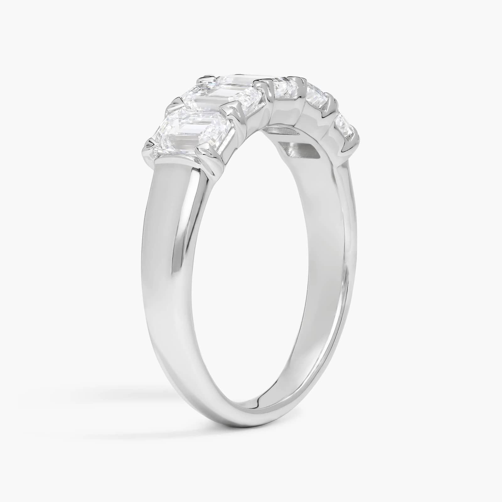 5 Stone Anniversary Ring with 2 CTW Emerald Cut Lab-Grown Diamonds in 14K White Gold