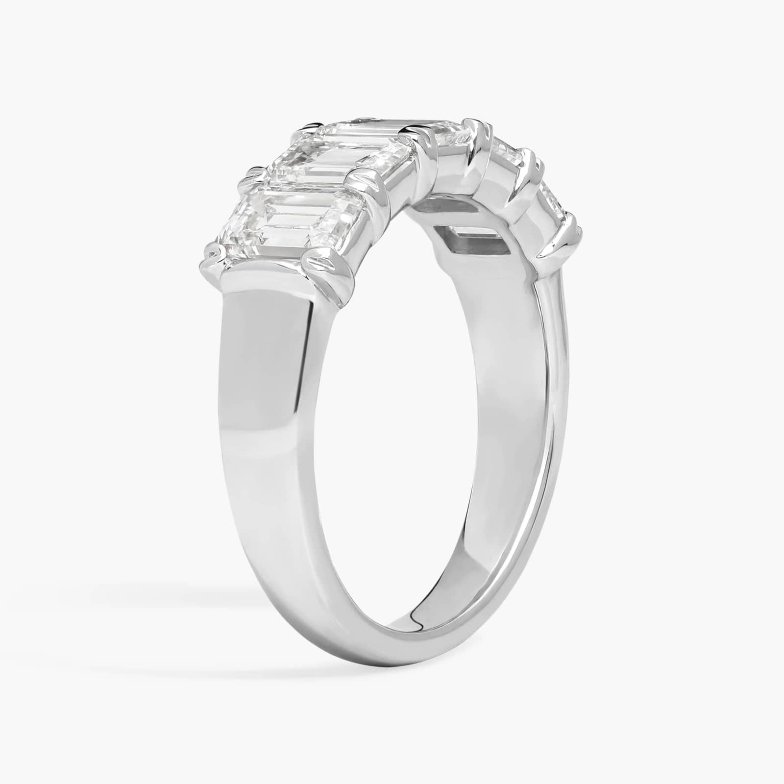 5 Stone Anniversary Ring with 3 CTW Emerald Cut Lab-Grown Diamonds in 14K White Gold