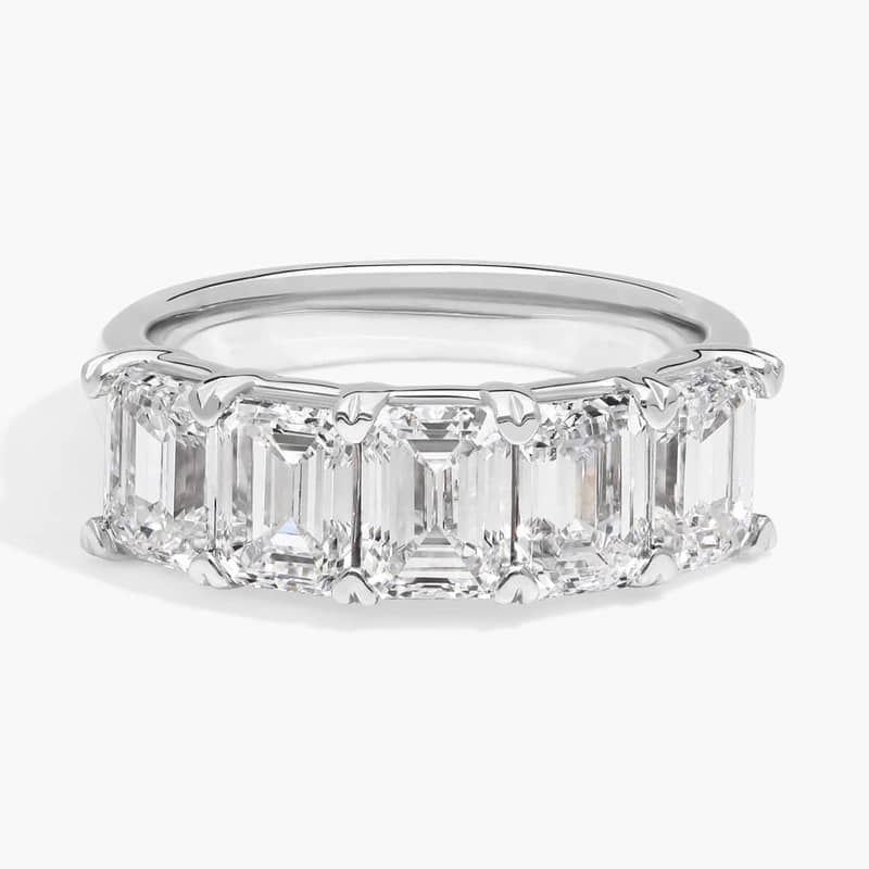 5 Stone Anniversary Ring with 4 CTW Emerald Cut Lab-Grown Diamonds in 14K White Gold