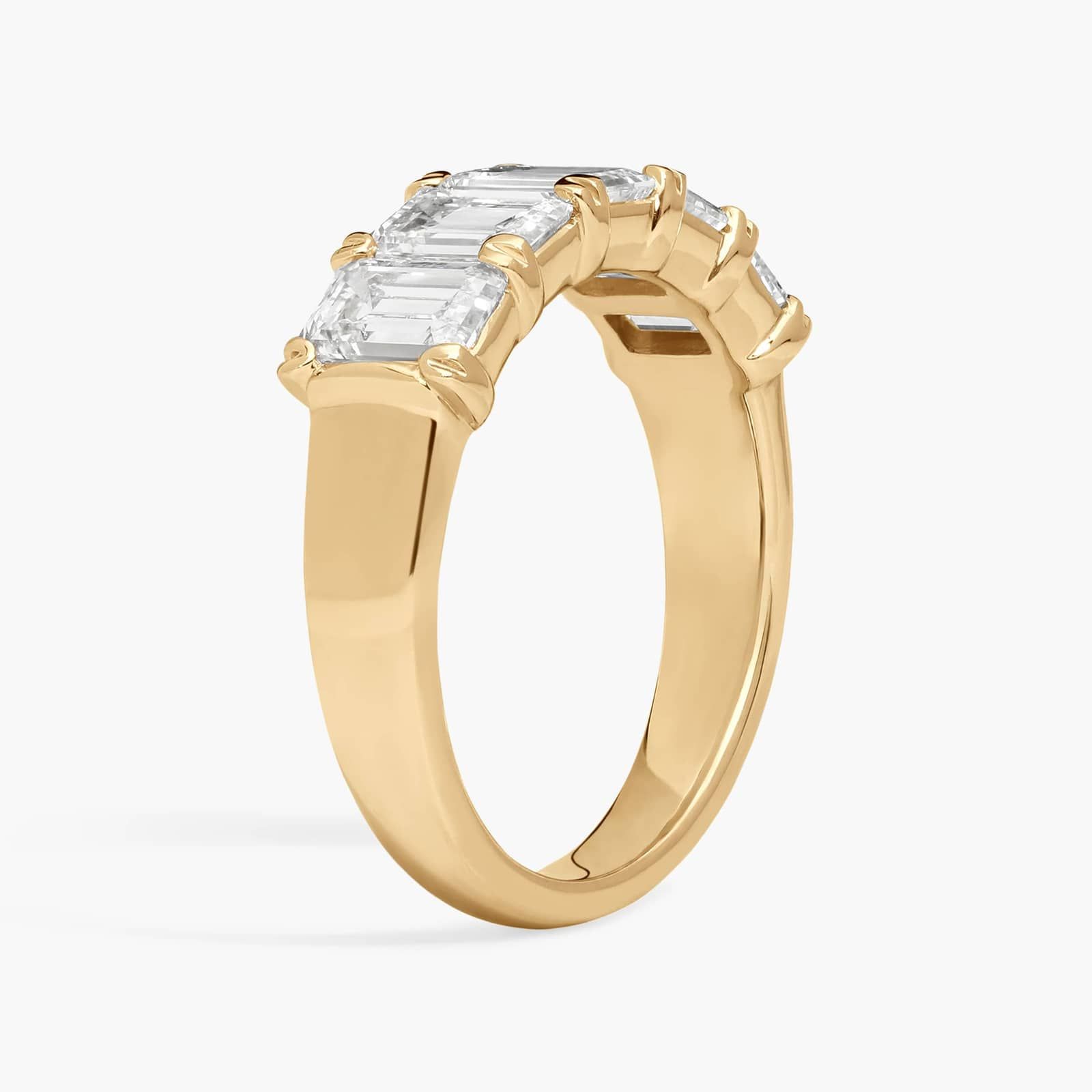5 Stone Anniversary Ring with 3 CTW Emerald Cut Lab-Grown Diamonds in 14K Yellow Gold
