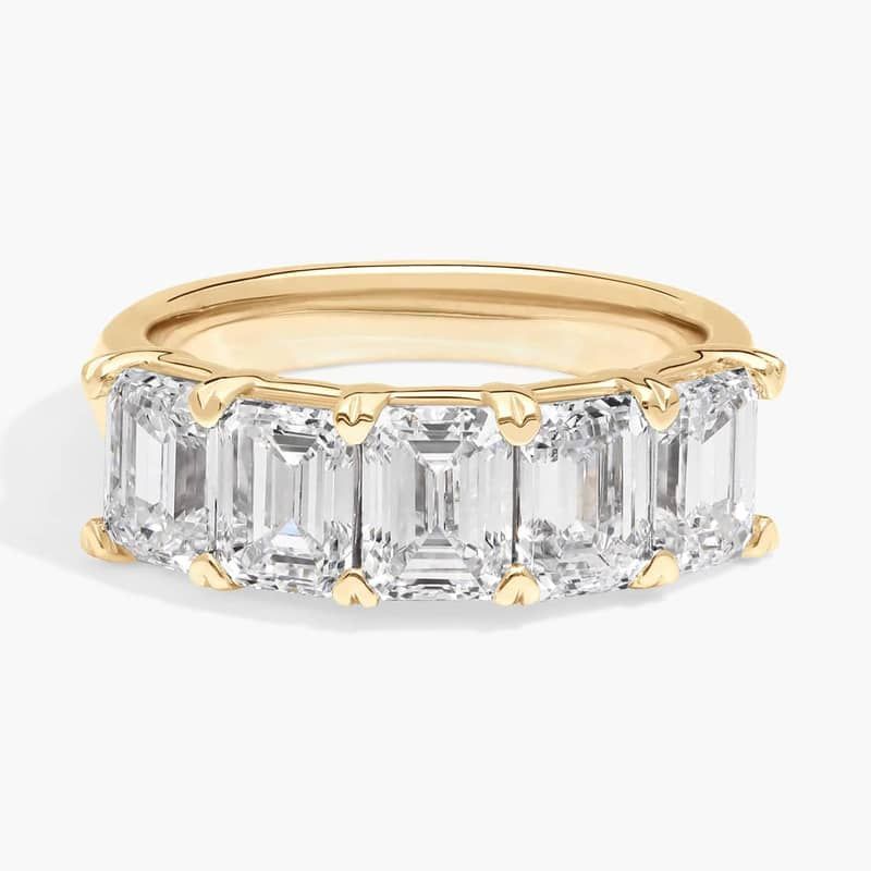 5 Stone Anniversary Ring with 4 CTW Emerald Cut Lab-Grown Diamonds in 14K Yellow Gold