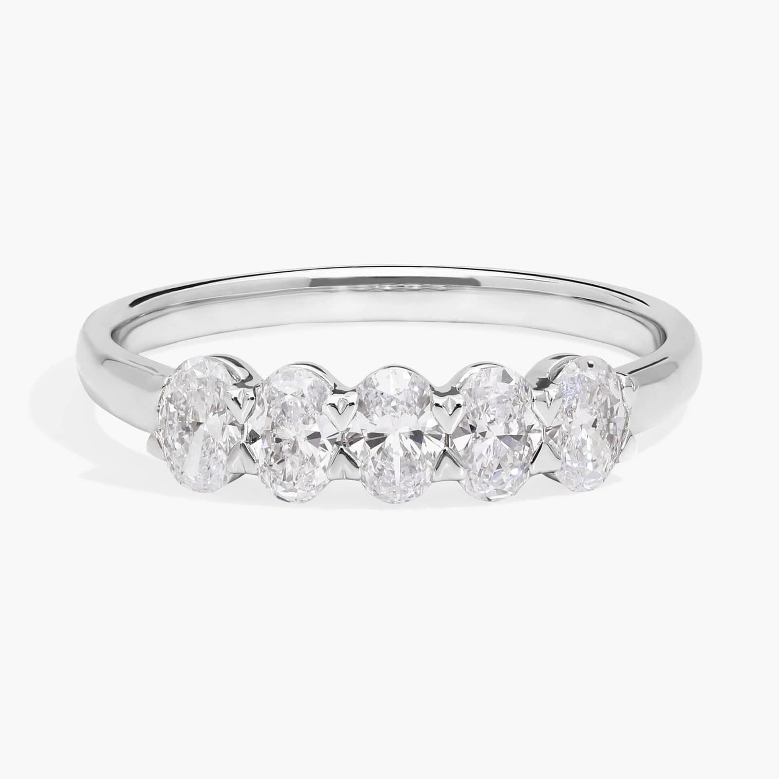 5 Stone Anniversary Ring with 1 CTW Oval Cut Lab-Grown Diamonds in 14K White Gold