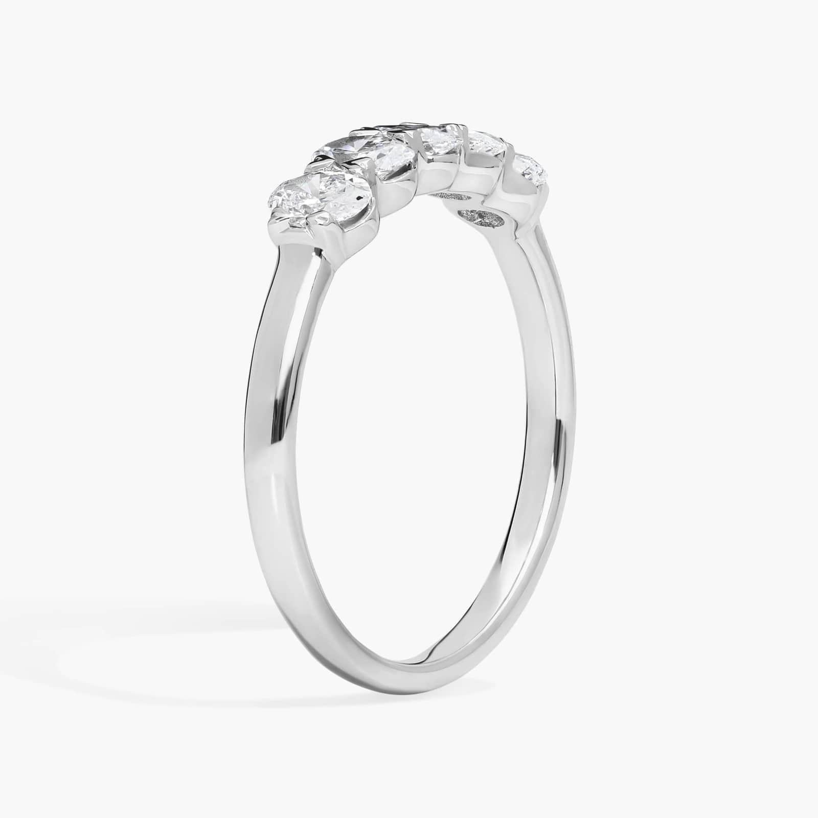 5 Stone Anniversary Ring with 1 CTW Oval Cut Lab-Grown Diamonds in 14K White Gold