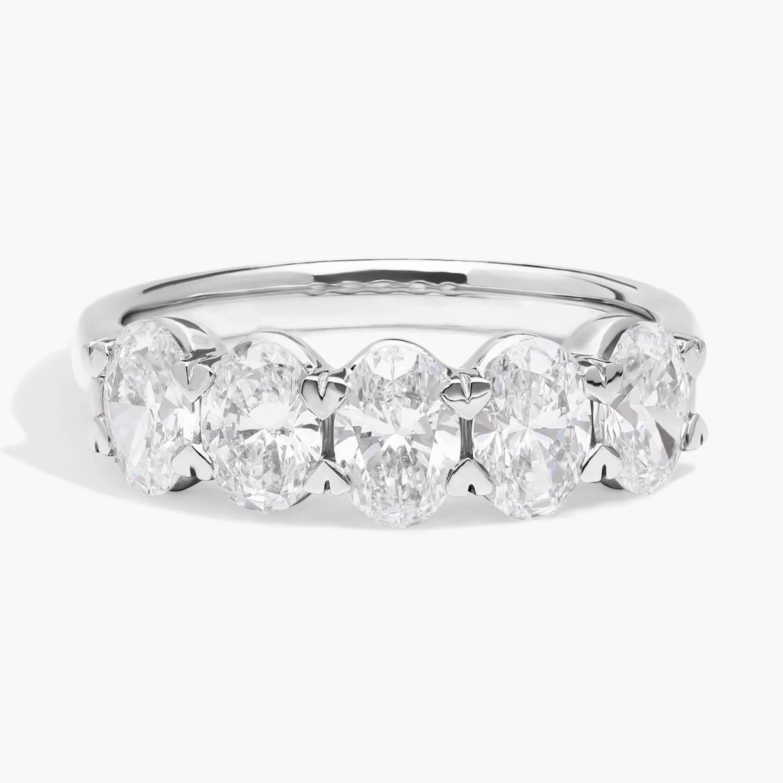 5 Stone Anniversary Ring with 2 CTW Oval Cut Lab-Grown Diamonds in 14K White Gold