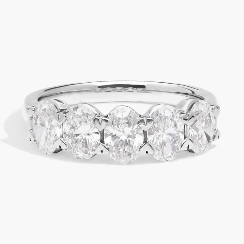 5 Stone Anniversary Ring with 2 CTW Oval Cut Lab-Grown Diamonds in 14K White Gold