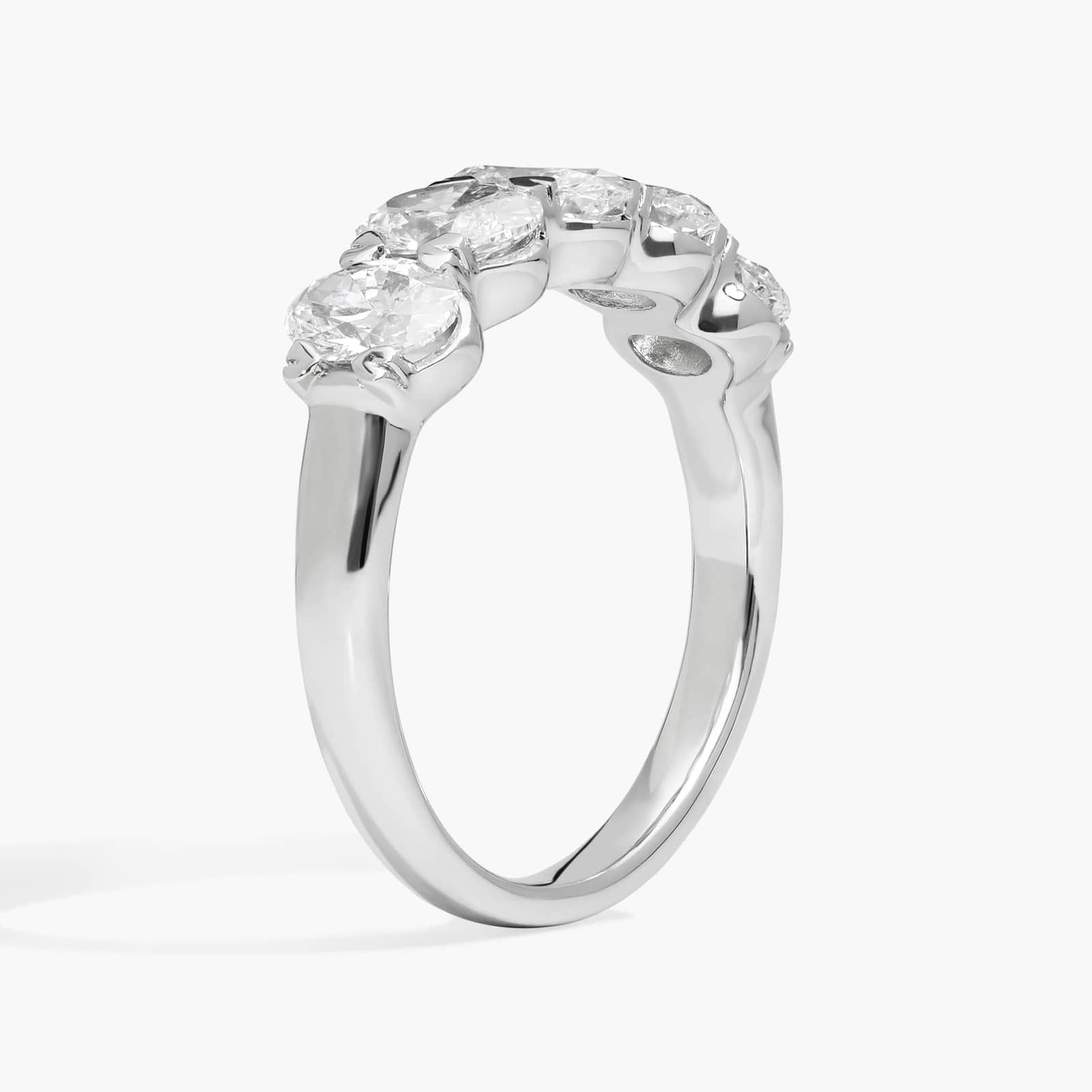5 Stone Anniversary Ring with 2 CTW Oval Cut Lab-Grown Diamonds in 14K White Gold