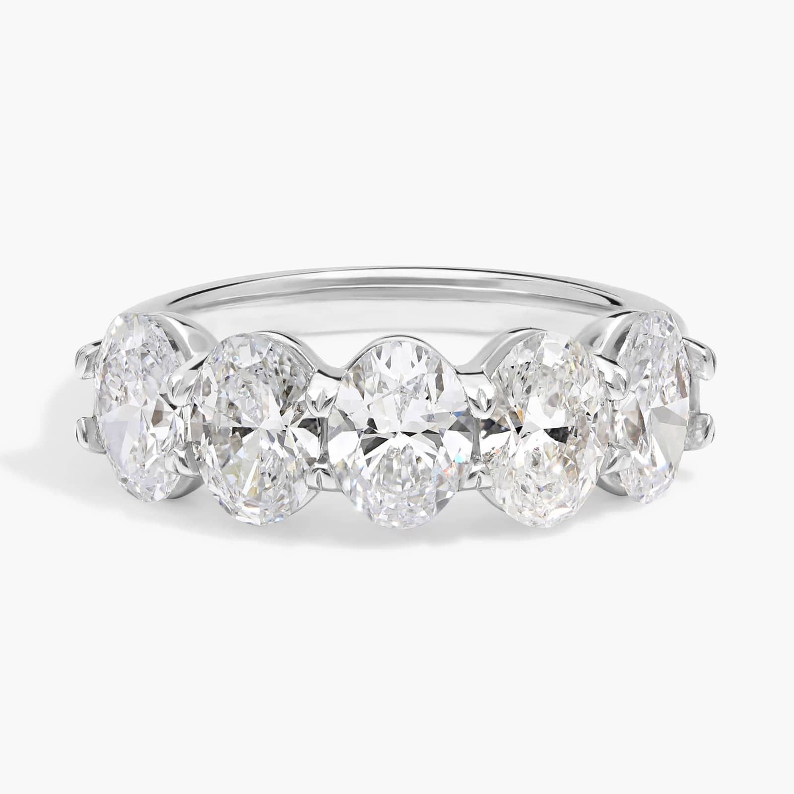 5 Stone Anniversary Ring with 3 CTW Oval Cut Lab-Grown Diamonds in 14K White Gold