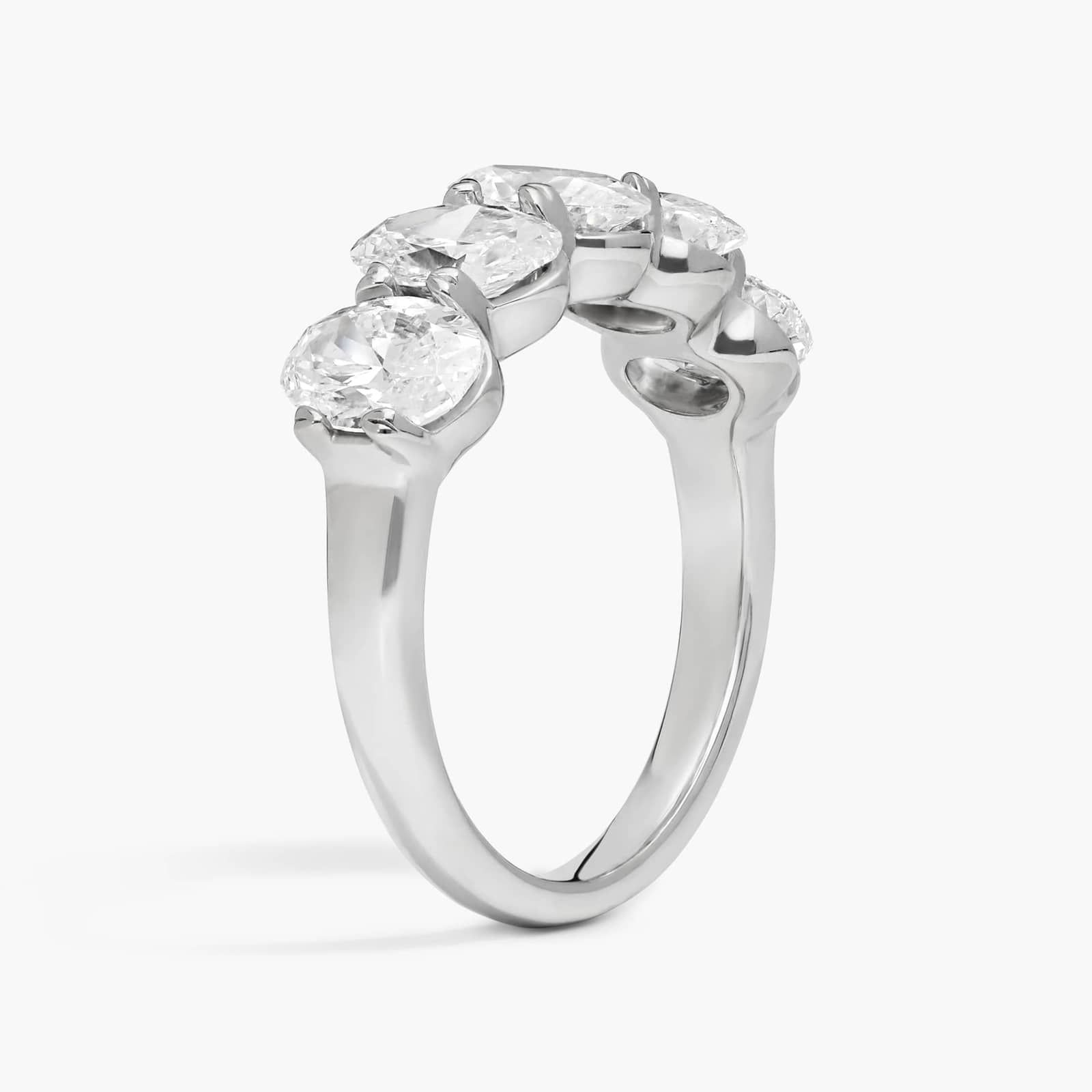 5 Stone Anniversary Ring with 3 CTW Oval Cut Lab-Grown Diamonds in 14K White Gold