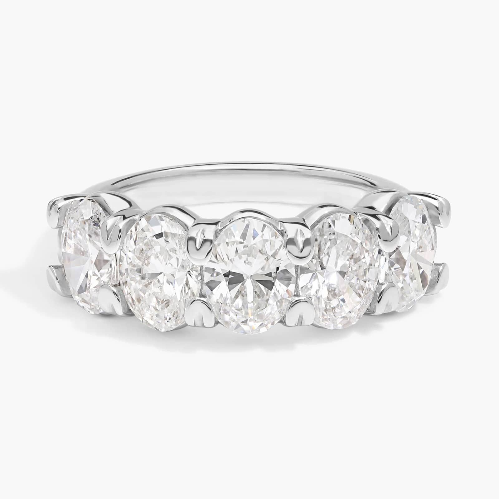 5 Stone Anniversary Ring with 4 CTW Oval Cut Lab-Grown Diamonds in 14K White Gold