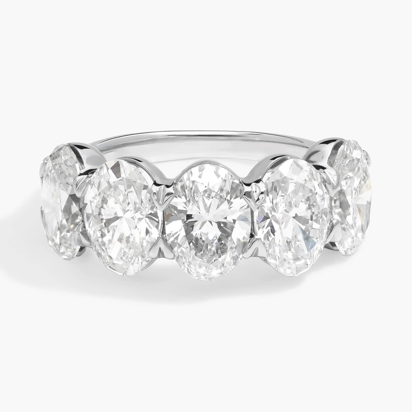 5 Stone Anniversary Ring with 5 CTW Oval Cut Lab-Grown Diamonds in 14K White Gold