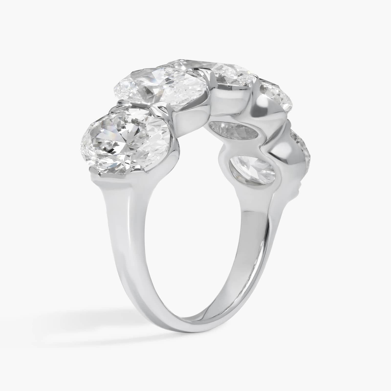 5 Stone Anniversary Ring with 5 CTW Oval Cut Lab-Grown Diamonds in 14K White Gold