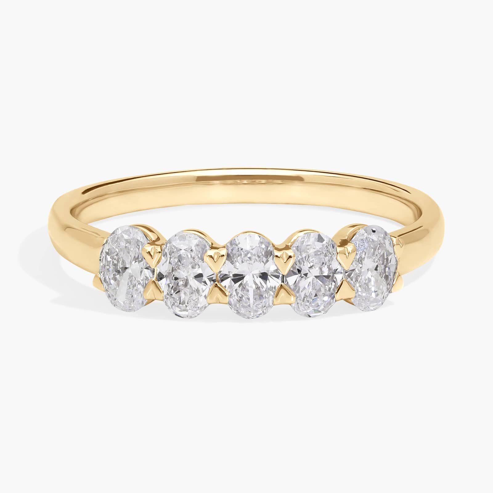 5 Stone Anniversary Ring with 1 CTW Oval Cut Lab-Grown Diamonds in 14K Yellow Gold