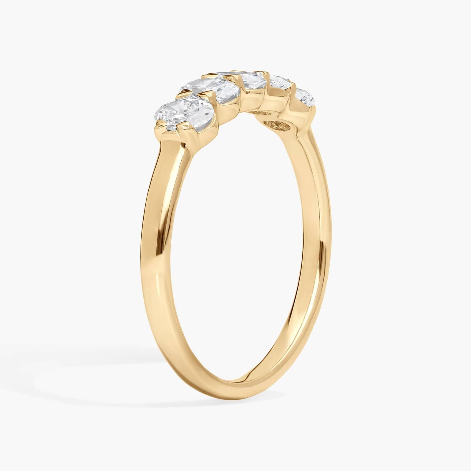 5 Stone Anniversary Ring with 1 CTW Oval Cut Lab-Grown Diamonds in 14K Yellow Gold