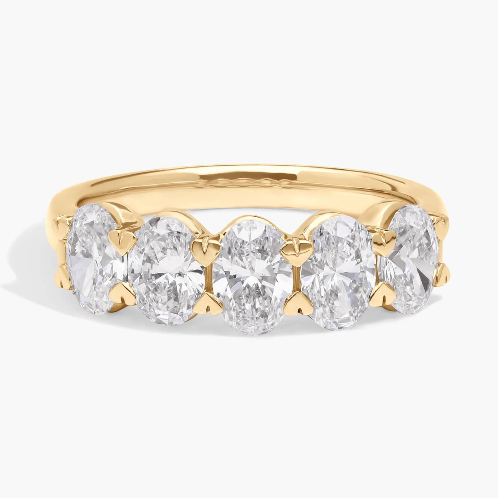 5 Stone Anniversary Ring with 2 CTW Oval Cut Lab-Grown Diamonds in 14K Yellow Gold