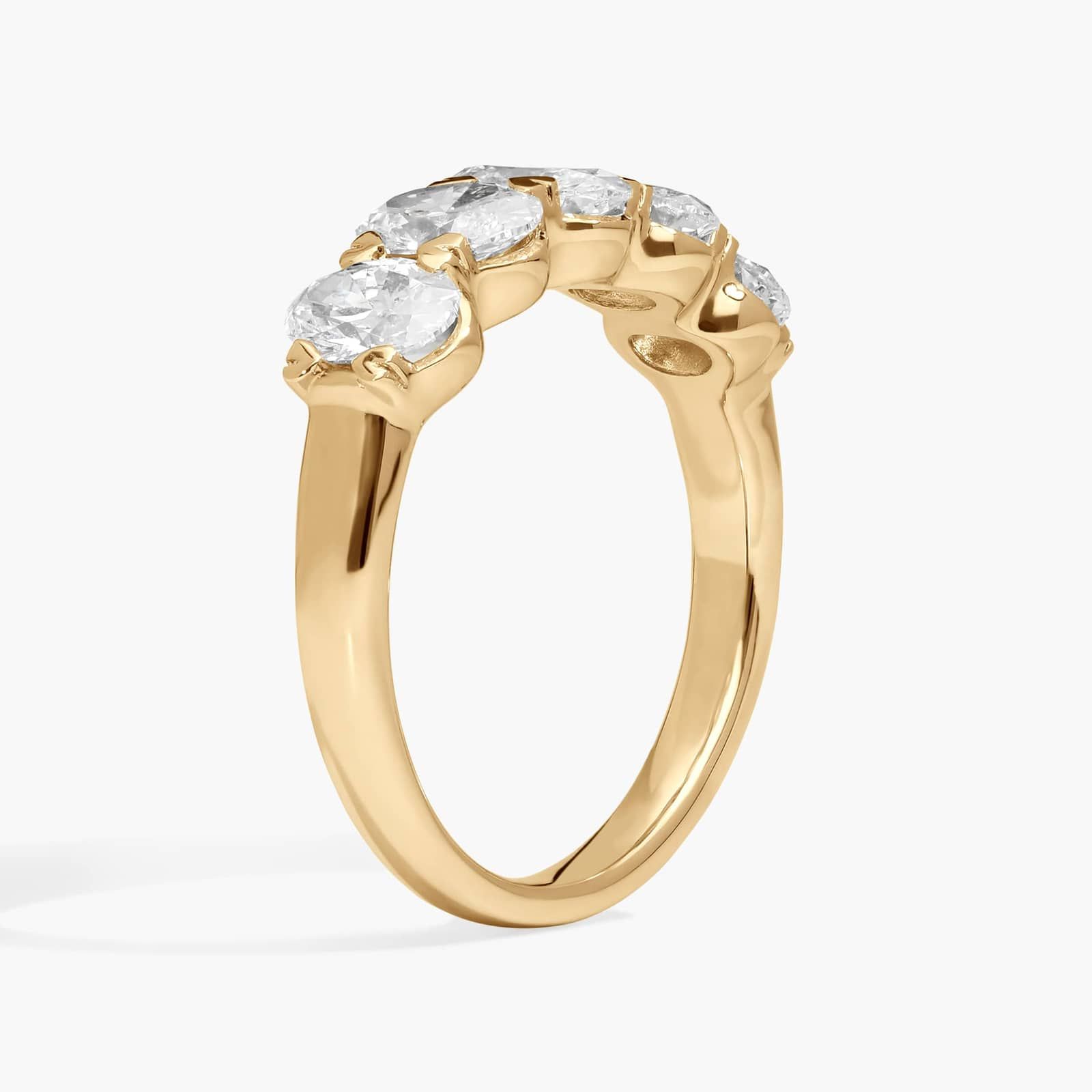 5 Stone Anniversary Ring with 2 CTW Oval Cut Lab-Grown Diamonds in 14K Yellow Gold