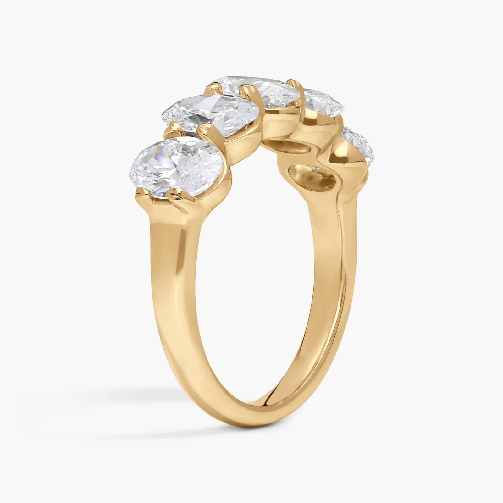 5 Stone Anniversary Ring with 3 CTW Oval Cut Lab-Grown Diamonds in 14K Yellow Gold