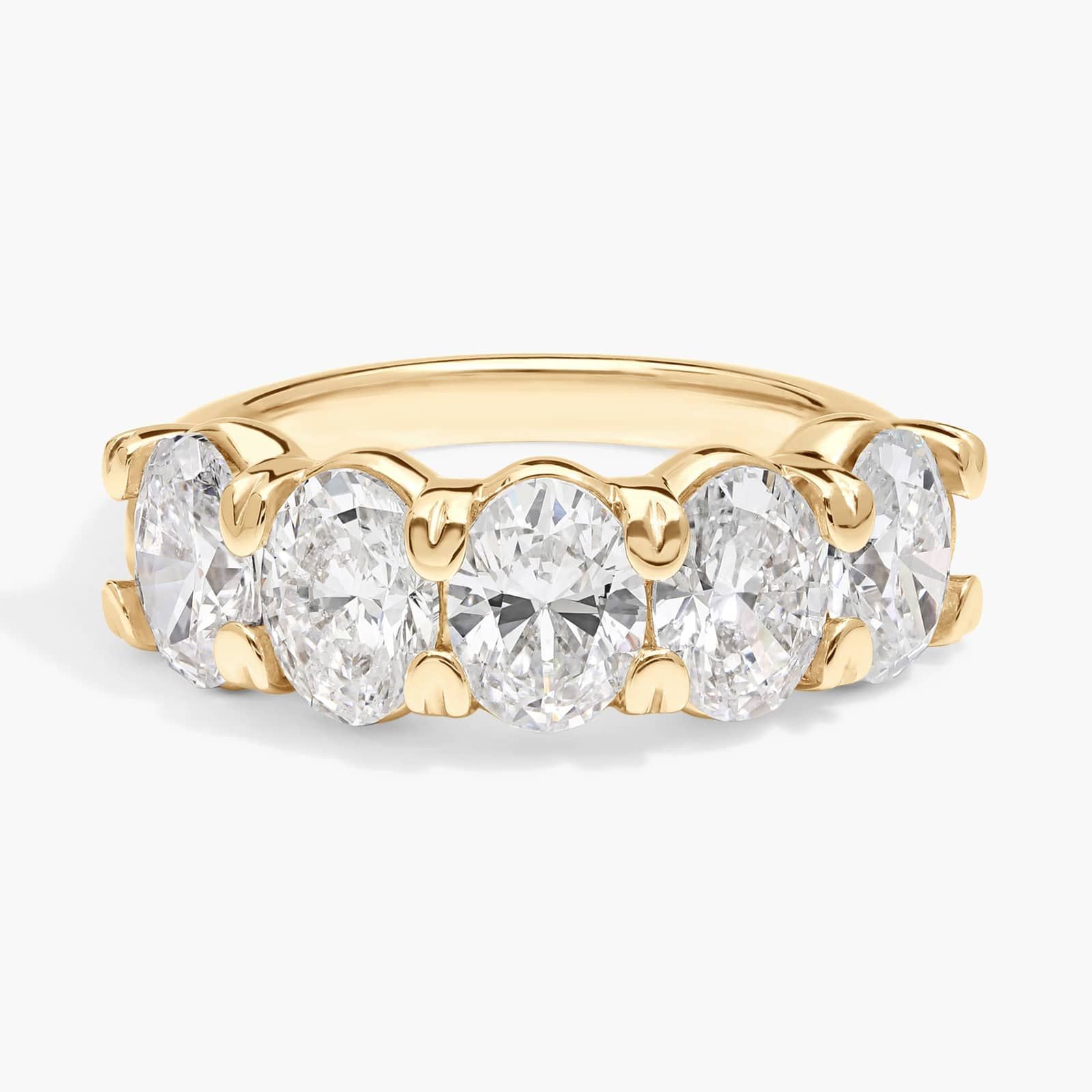 5 Stone Anniversary Ring with 4 CTW Oval Cut Lab-Grown Diamonds in 14K Yellow Gold