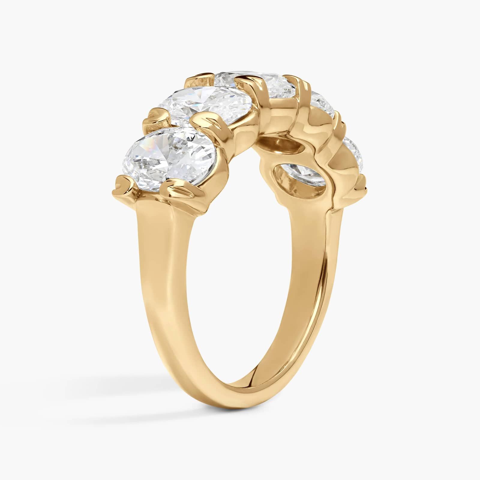 5 Stone Anniversary Ring with 4 CTW Oval Cut Lab-Grown Diamonds in 14K Yellow Gold